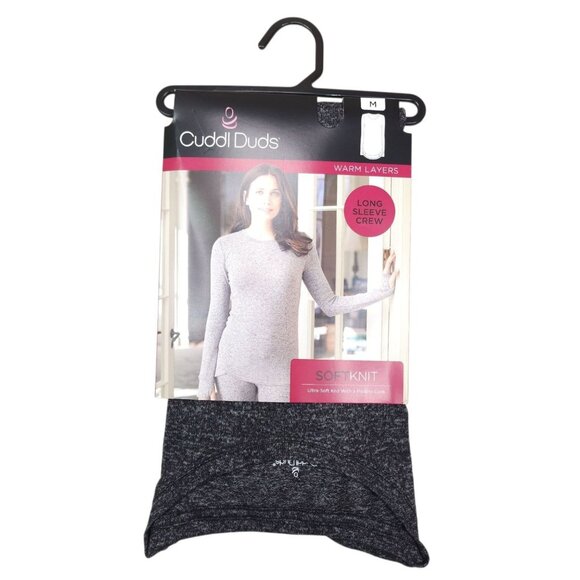 Cuddl Duds Womens Long Sleeve Crew SoftKnit Top Medium Charcoal Ultra Soft Knit - Picture 1 of 9